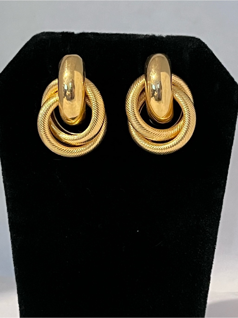 Vintage Gold-Tone Twisted Hoop Style Drop Earrings - Women Jewelry